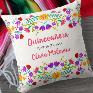 Quinceanera Mexikanische Fiesta Blume Weiß Kissen