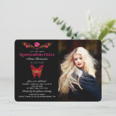 Quinceañera Mexikanische Fiesta Blumenladen Einladung (Stehend Vorderseite)