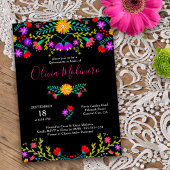 Quinceanera mexikanische Fiesta farbenfrohe schwar Einladung