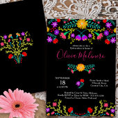 Quinceanera mexikanische Fiesta farbenfrohe schwar Einladung