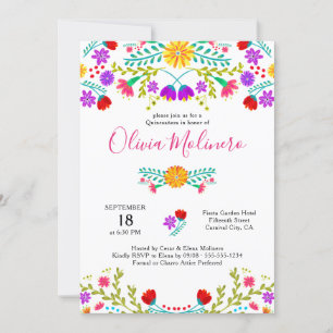 Quinceanera-Mexikanische Fiesta Farbige Blumen Wei Einladung