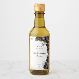 Quinceañera Mini Wine Bottle Labels Black and Gold Weinetikett