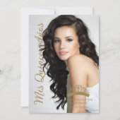 Quinceañera Minimales Foto Extravagante Kalligrafi Einladung (Vorderseite)