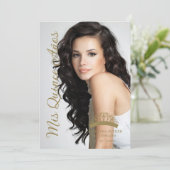 Quinceañera Minimales Foto Extravagante Kalligrafi Einladung (Stehend Vorderseite)