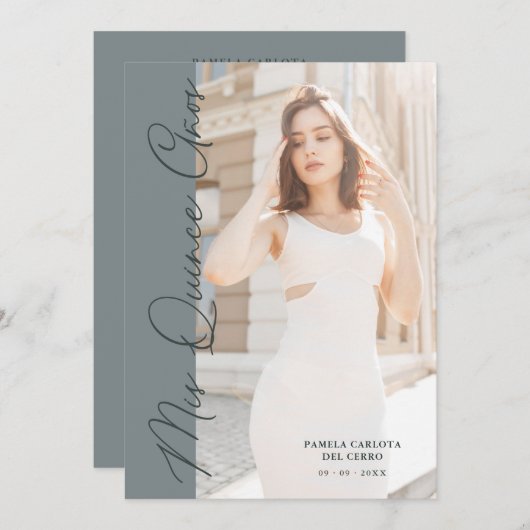 Quinceañera Minimalist Photo Funny Typography Einladung (Vorne/Hinten)