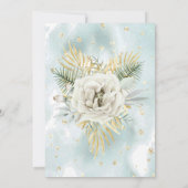 Quinceanera Mint Aquamarin Gold Marmor Rose Blumen Einladung (Rückseite)