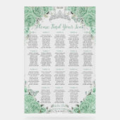 Quinceañera Mint Green Floral Silver Sitzplatz Acrylschild (Vorderseite)