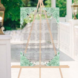 Quinceañera Mint Green Floral Silver Sitzplatz Acrylschild