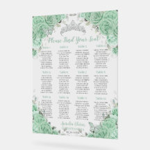 Quinceañera Mint Green Floral Silver Sitzplatz