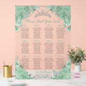 Quinceañera Mint Green Floral Silver Sitzplatz Acrylschild (Hochzeit)