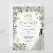 Quinceanera Mint Green Rose Elegante Butterfly Inv Einladung (Vorderseite)