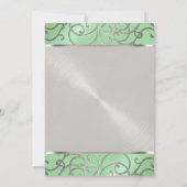 Quinceanera Mint Green und Silver Filigree Wirbel Einladung (Rückseite)