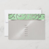 Quinceanera Mint Green und Silver Filigree Wirbel Einladung (Rückseite)