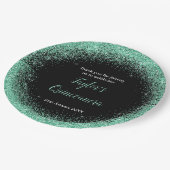 Quinceanera Minze Green Imitats Glitzer Pappteller (Schrägansicht)