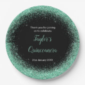 Quinceanera Minze Green Imitats Glitzer Pappteller (Vorderseite)