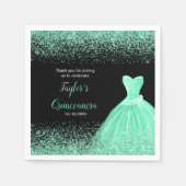 Quinceanera Minze Green Imitats Glitzer Serviette (Vorderseite)