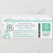 Quinceanera Minze Grün und Aquamarin | Paris Einladung (Vorderseite)