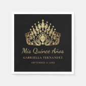 Quinceañera Mis Quince Anos Black Gold Serviette (Vorderseite)