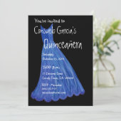 Quinceanera - Mis Quince Anos Blue Dress Template Einladung (Stehend Vorderseite)