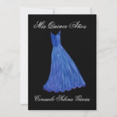 Quinceanera - Mis Quince Anos Blue Dress Template Einladung (Rückseite)