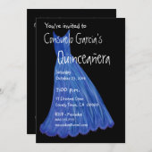 Quinceanera - Mis Quince Anos Blue Dress Template Einladung (Vorne/Hinten)