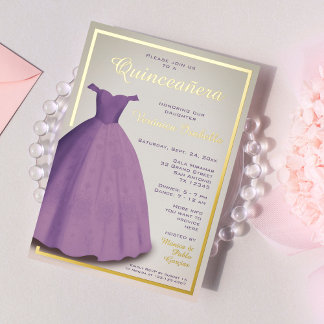Quinceañera mis quince kleid gold Foil Einladung