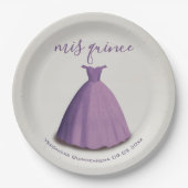 Quinceañera mis quince lila Kleidertisch Dekoratio Pappteller (Vorderseite)