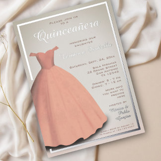 Quinceañera mis quince pinke Kleidung Foil Einladu Folieneinladung