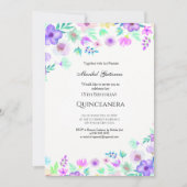 Quinceañera mit Blume Einladung (Vorderseite)