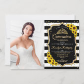 Quinceanera mit Foto - Sonnenblumen Einladung (Vorderseite)