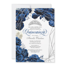 Quinceañera mit Royal Navy Blue Rose und Tiara