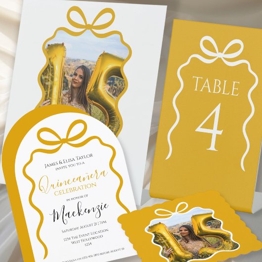 Quinceanera Modern Ribbon-Rahmen Einladung