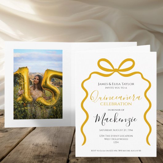 Quinceanera Modern Ribbon-Rahmen Einladung
