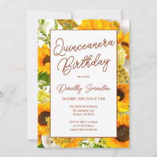 Quinceanera Moderne Sonnenblume Einladung
