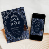 Quinceanera Navy Blau Silber Save The Date
