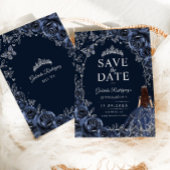 Quinceanera Navy Blau Silber Save The Date