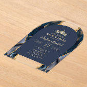 Quinceañera Navy Blue Gold Agate Elegant Acryleinladungen (Ablage )