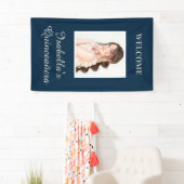 Quinceañera Navy Blue Name Foto Vertikal Banner (Insitu)