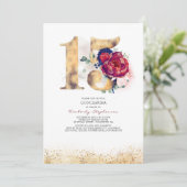 Quinceanera Navy Blue und Burgund 15. Geburtstag Einladung (Stehend Vorderseite)