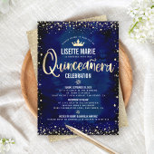 Quinceañera Navy Gold Foil Glitzer Princess Crown Einladung