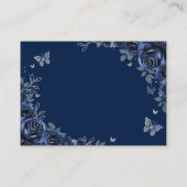 Quinceanera-Navy-Silber-Blumendetails Begleitkarte (Rückseite)