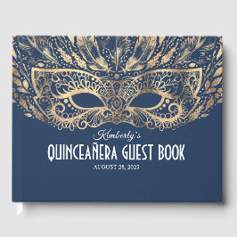 Quinceanera Navy und Gold Gästebuch