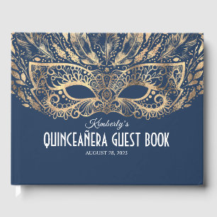Quinceanera Navy und Gold Gästebuch