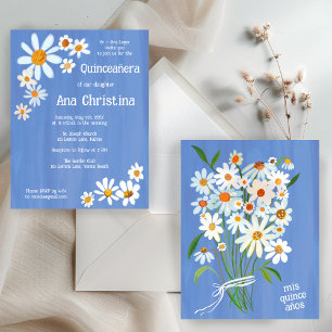 Quinceañera Niedlich Daisy Bouquet Handpainted Cus Einladung