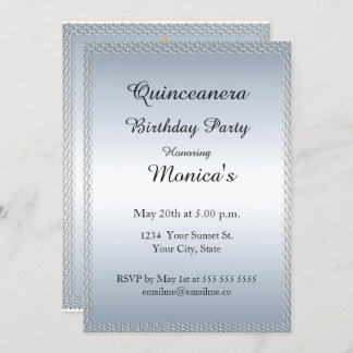 Quinceanera Pale Blue Geburtstagsparty 2 Einladung