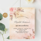 Quinceanera Pampas-Gras-Blütenbudget Einladung Flyer