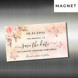 Quinceanera Pampas Schmetterling speichern Datums- Magnetkarte