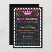 Quinceañera Papel Picado Fiesta Einladung (Vorne/Hinten)