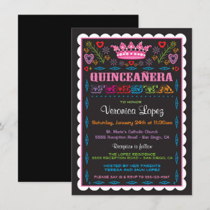 Quinceañera Papel Picado Fiesta Einladung
