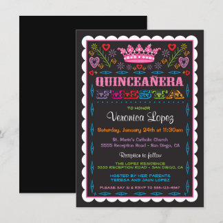 Quinceañera Papel Picado Fiesta Einladung